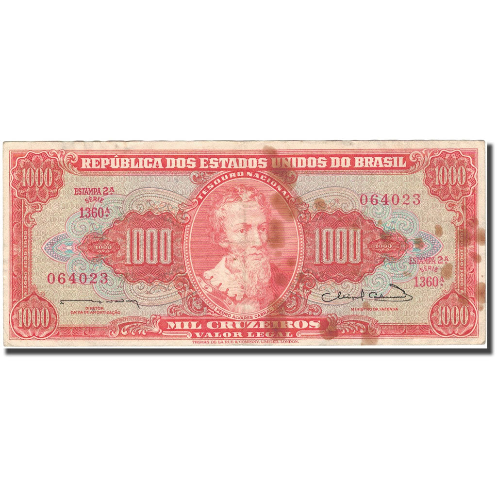 Banknote, Brazil, 1000 Cruzeiros, KM:181, VF(20-25)