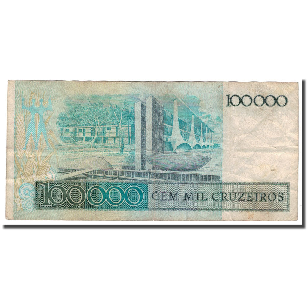 Billete, 100 Cruzados on 100,000 Cruzeiros, Brasil, KM:208a, BC