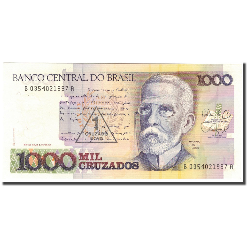 Banconote, Brasile, 1 Cruzado Novo on 1000 Cruzados, KM:216b, FDS