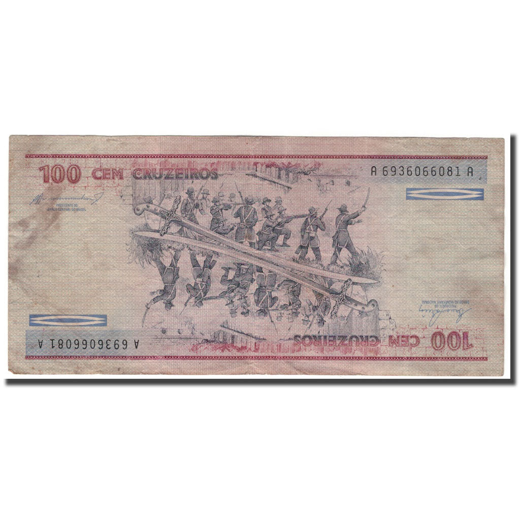 Banconote, Brasile, 100 Cruzeiros, KM:198b, MB+