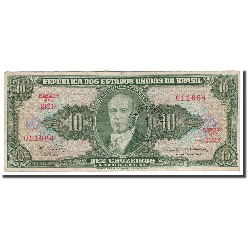 Biljet, Brazilië, 1 Centavo on 10 Cruzeiros, KM:183a, TB