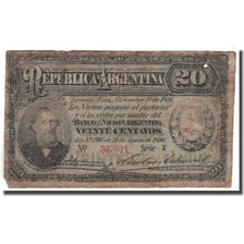 Banknote, Argentina, 20 Centavos, 1891, 1891-11-01, KM:211b, VG(8-10)
