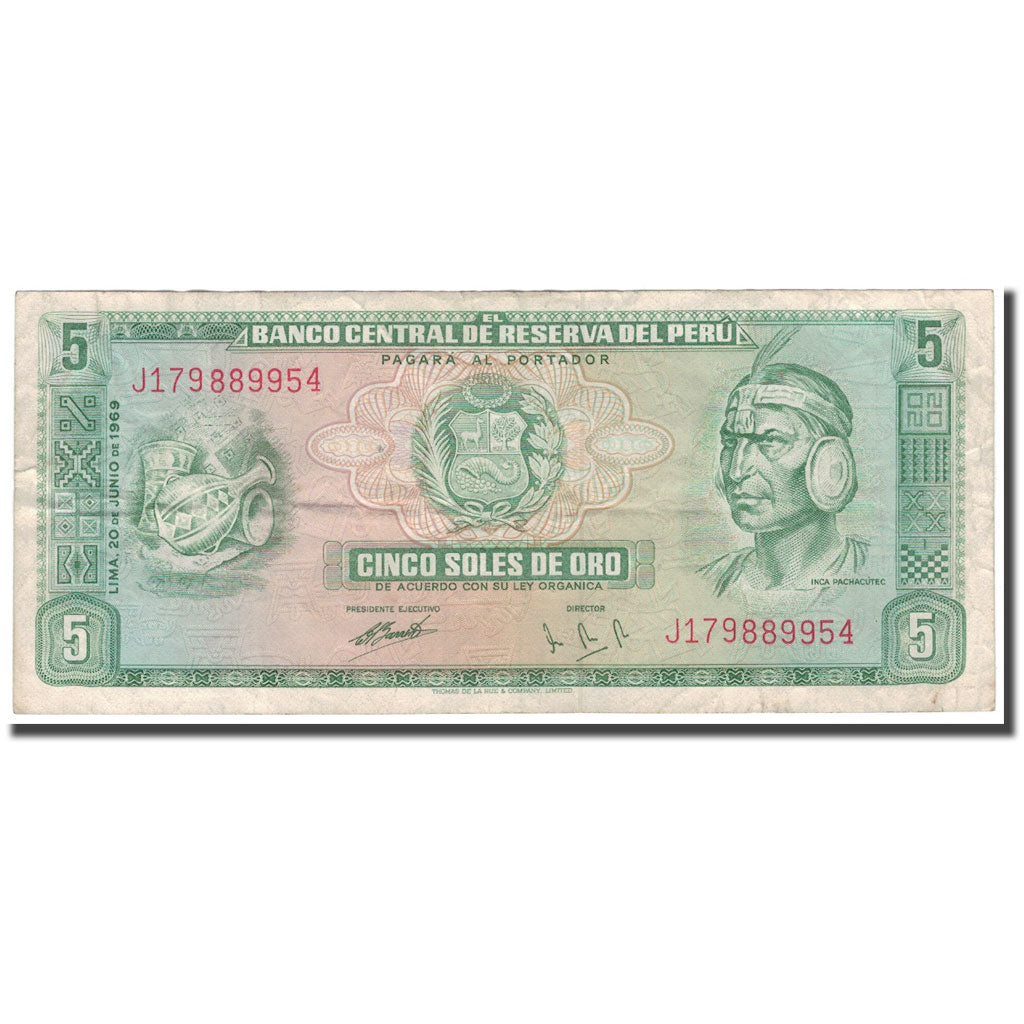 Banknote, Peru, 5 Soles De Oro, 1969, 1969-06-20, KM:99a, VF(30-35)
