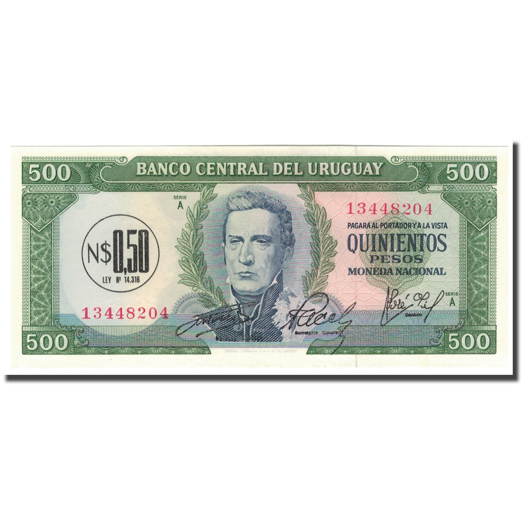 Billet, Uruguay, 0.50 Nuevo Peso on 500 Pesos, KM:54, NEUF