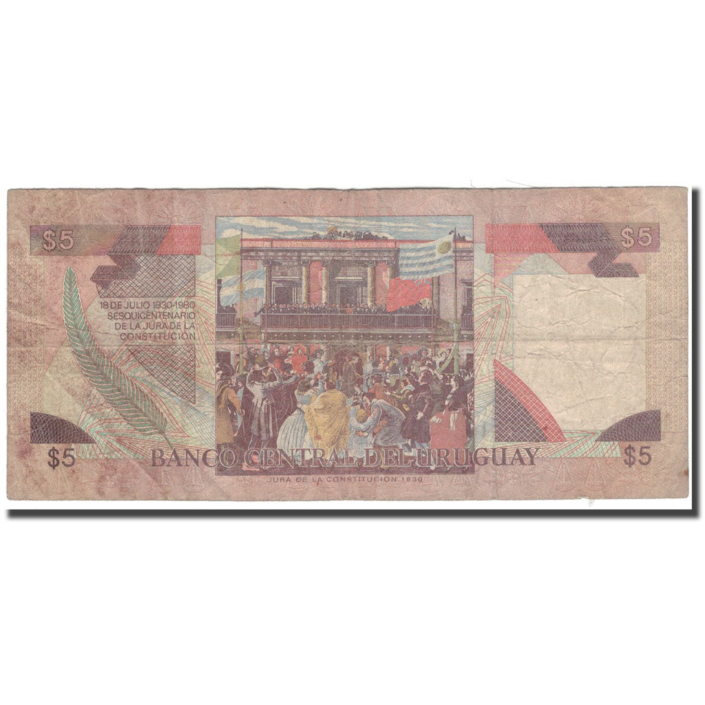 Banknote, Uruguay, 5 Pesos Uruguayos, KM:73Aa, VF(20-25)