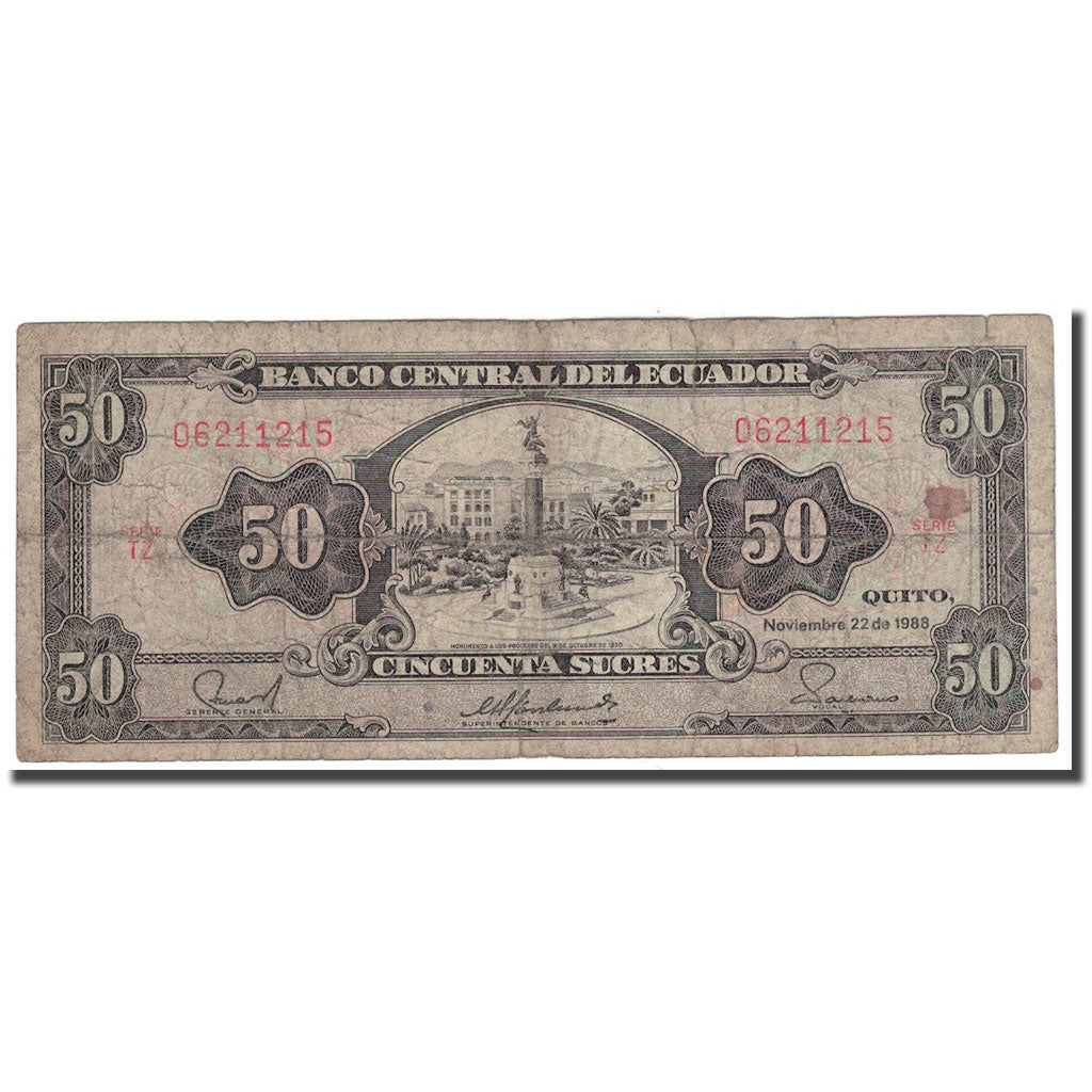 Banknote, Ecuador, 50 Sucres, 1988, 1988-11-22, KM:122a, F(12-15)