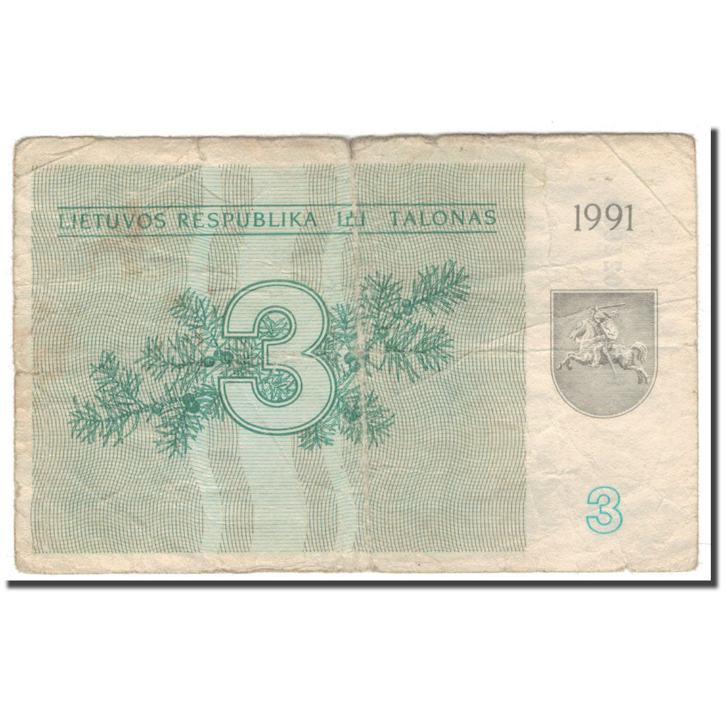 Geldschein, Lithuania, 3 (Talonas), 1991, KM:33b, SGE