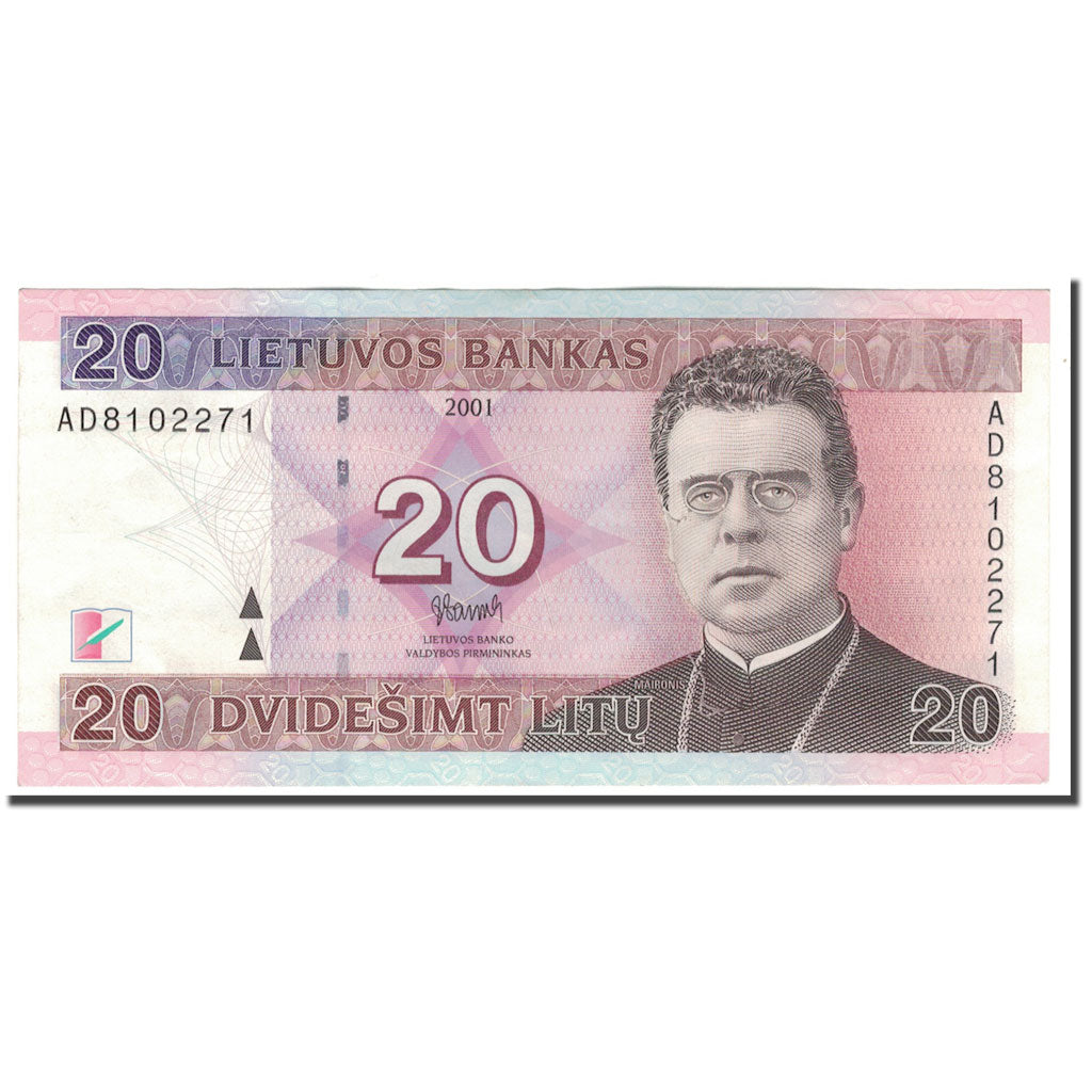 Banknote, Lithuania, 20 Litu, 2001, KM:66, AU(55-58)
