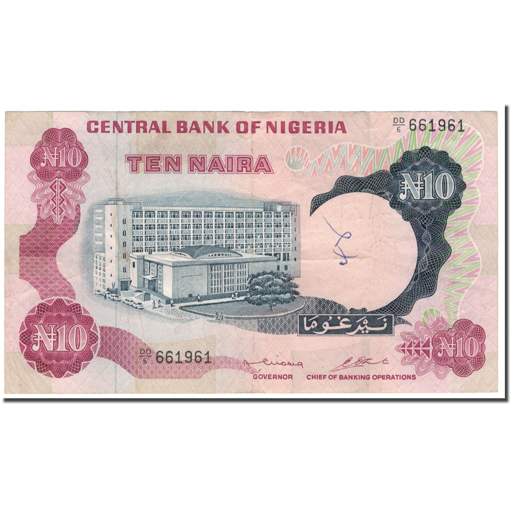 Banknote, Nigeria, 10 Naira, KM:17a, VG(8-10)