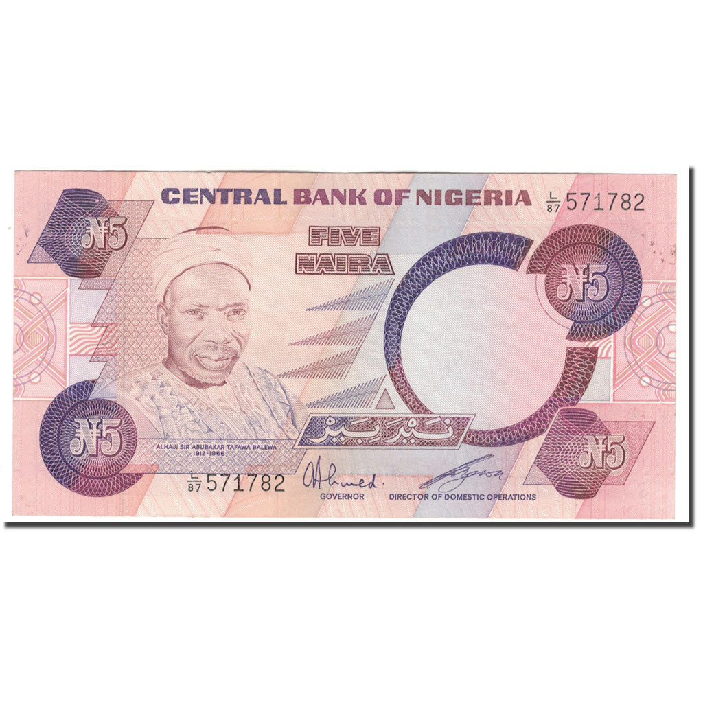 Banknote, Nigeria, 5 Naira, KM:24a, AU(50-53)
