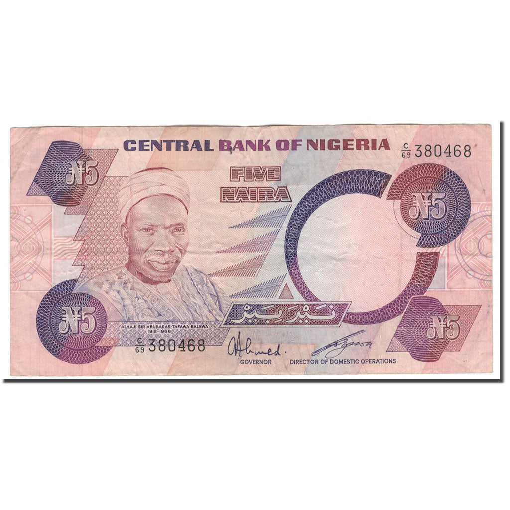 Banknote, Nigeria, 5 Naira, KM:24a, VF(20-25)
