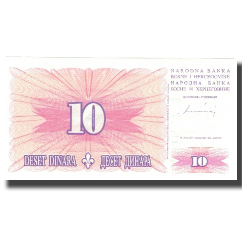 Banknote, Bosnia - Herzegovina, 10 Dinara, 1994, 1994-08-15, KM:41a, UNC(65-70)