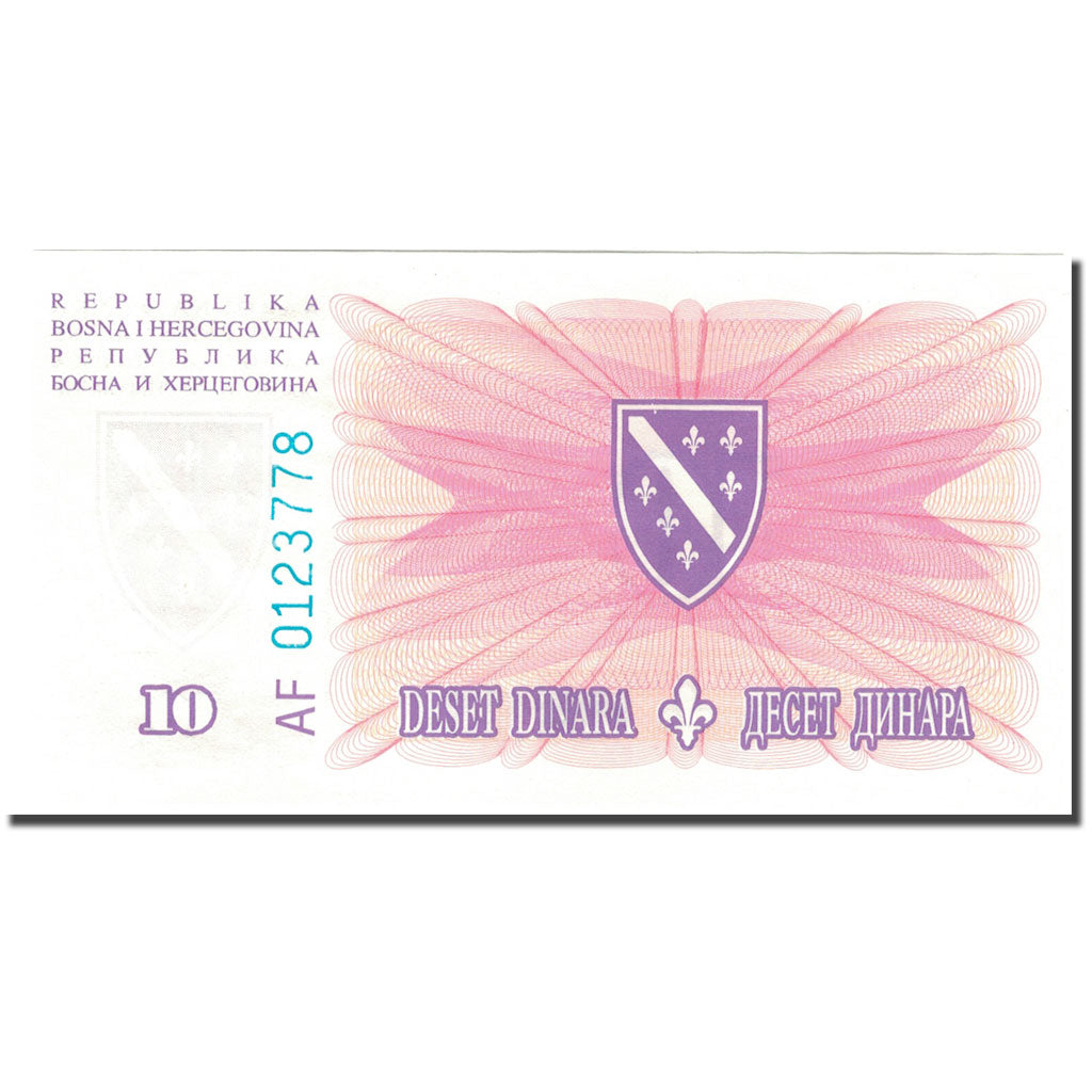 Banknote, Bosnia - Herzegovina, 10 Dinara, 1994, 1994-08-15, KM:41a, UNC(65-70)