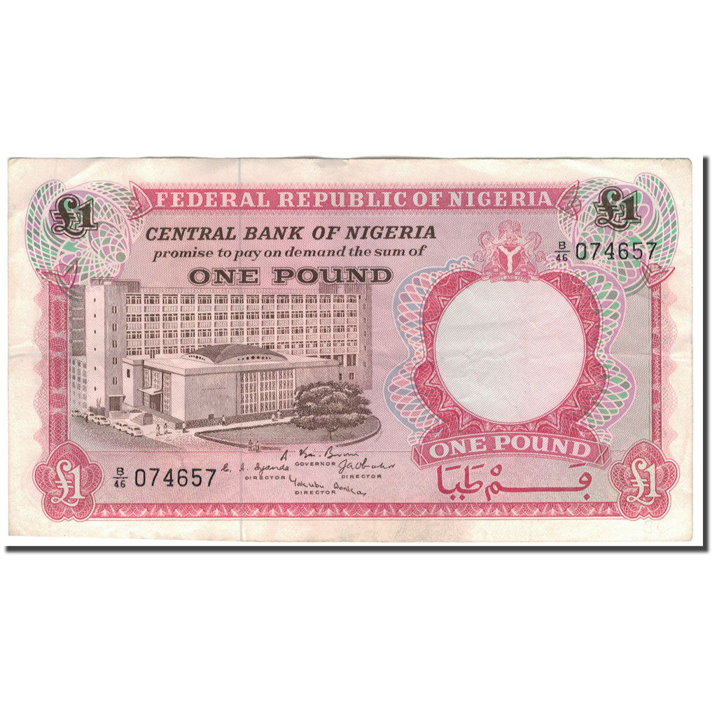 Geldschein, Nigeria, 1 Pound, KM:8, S+