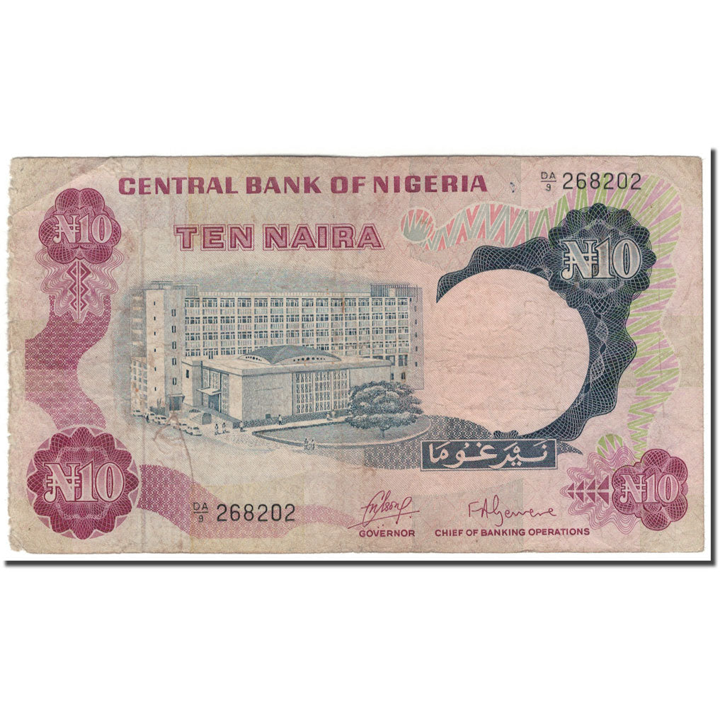 Banknote, Nigeria, 10 Naira, KM:17a, VG(8-10)