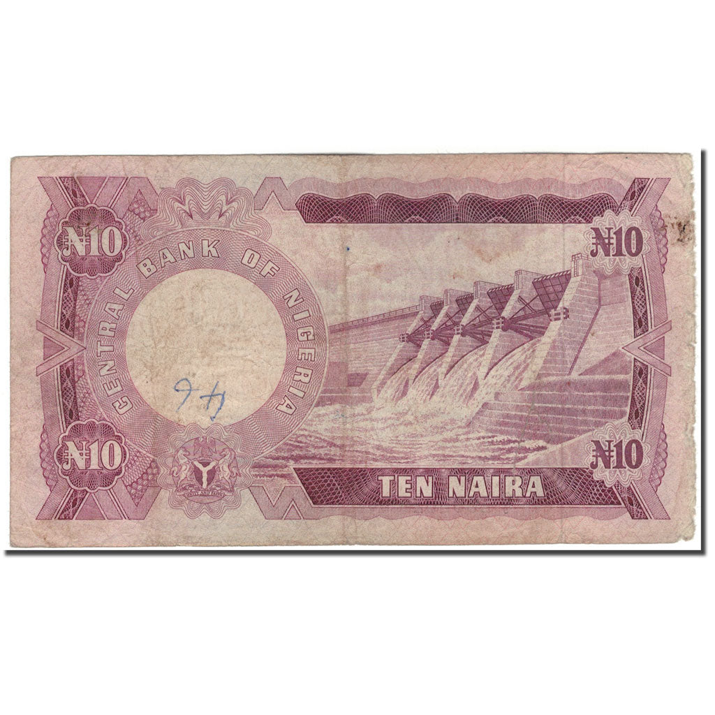 Banknote, Nigeria, 10 Naira, KM:17a, VG(8-10)