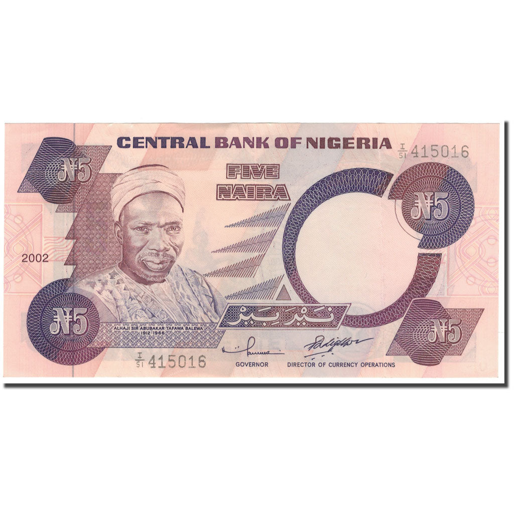 Banknote, Nigeria, 5 Naira, KM:24g, EF(40-45)