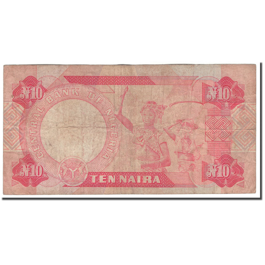 Banknote, Nigeria, 10 Naira, KM:25b, VG(8-10)