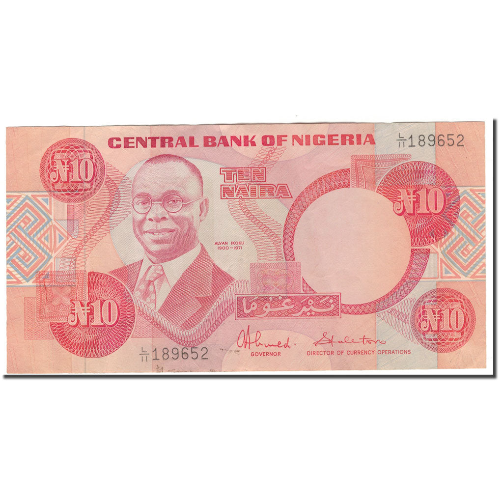 Banknote, Nigeria, 10 Naira, KM:25c, EF(40-45)