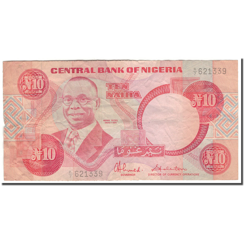 Billete, 10 Naira, Nigeria, KM:25c, BC
