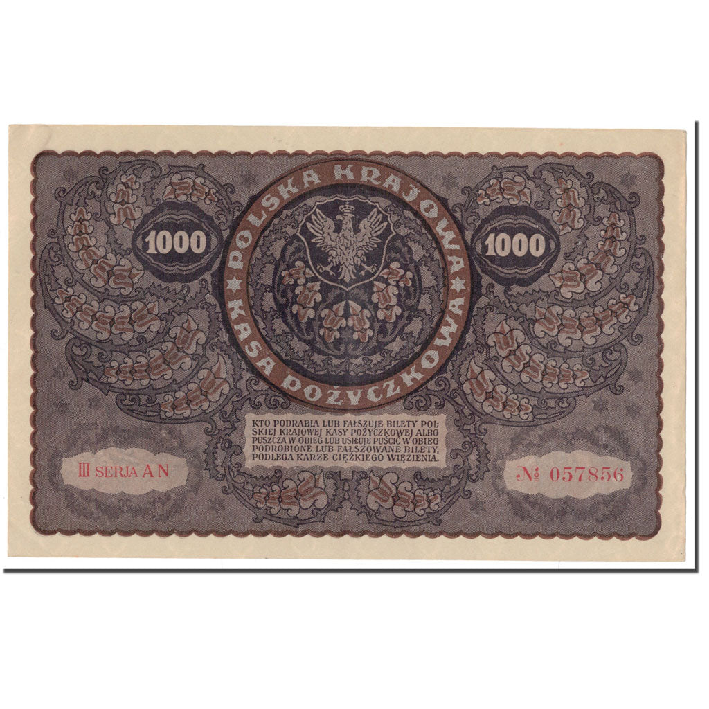 Banknote, Poland, 1000 Marek, 1919, 1919-08-23, KM:29, AU(50-53)