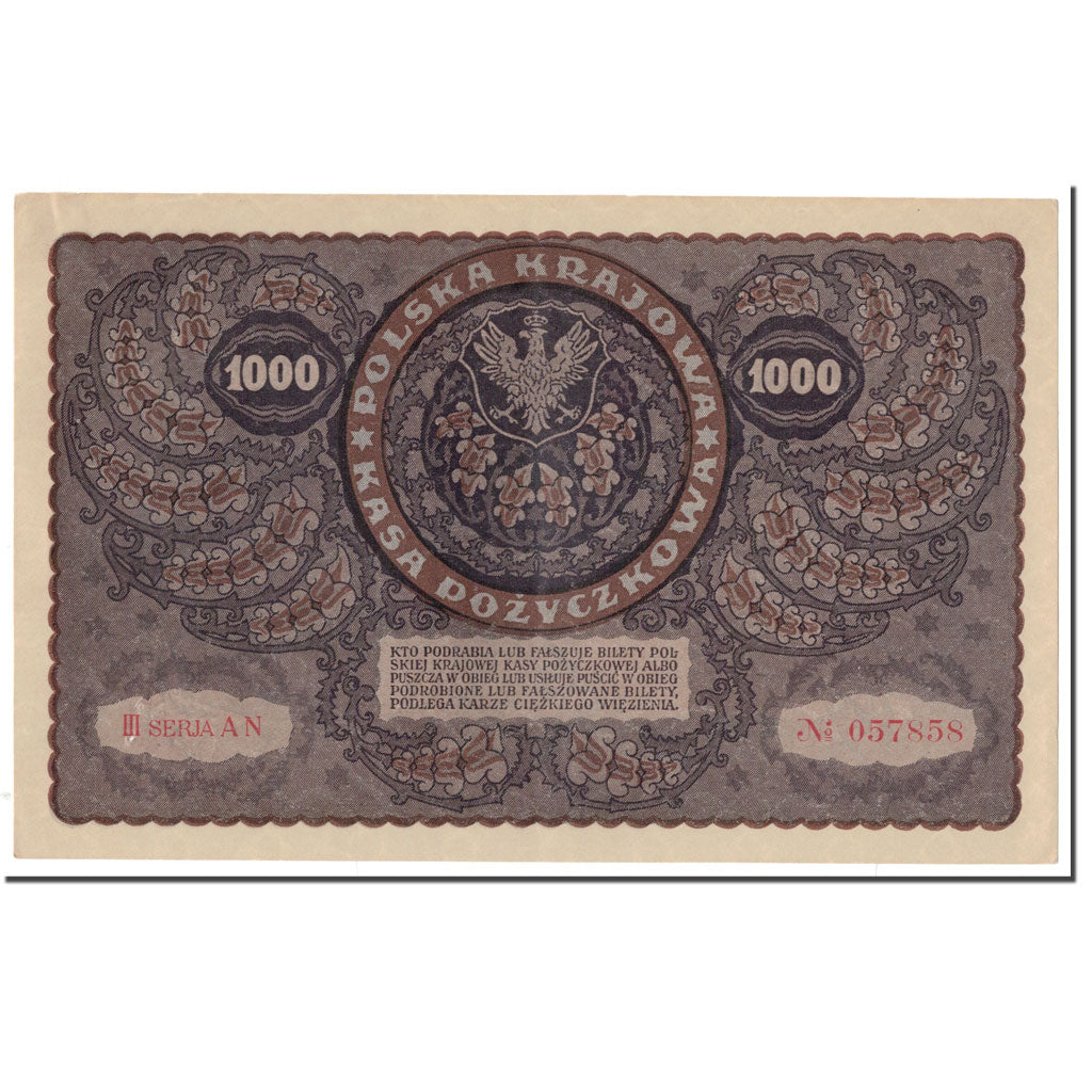 Banknote, Poland, 1000 Marek, 1919, 1919-08-23, KM:29, AU(55-58)