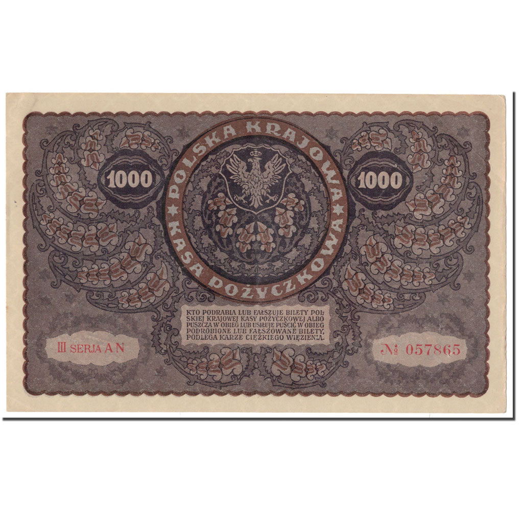 Banknote, Poland, 1000 Marek, 1919, 1919-08-23, KM:29, AU(55-58)