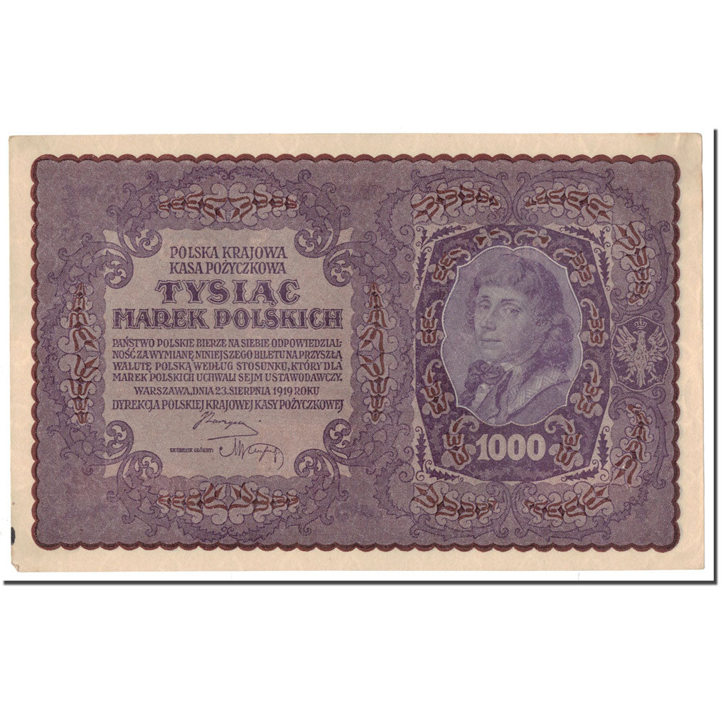 Banknote, Poland, 1000 Marek, 1919, 1919-08-23, KM:29, AU(55-58)