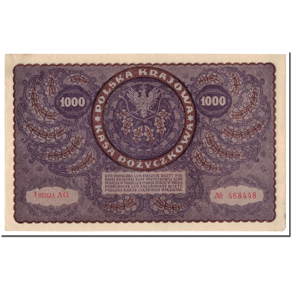 Banknote, Poland, 1000 Marek, 1919, 1919-08-23, KM:29, AU(55-58)