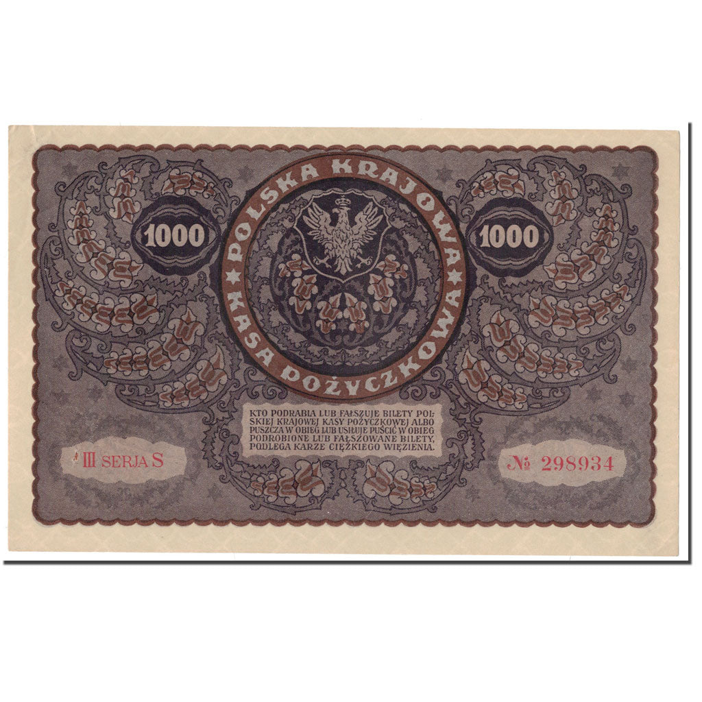 Banknote, Poland, 1000 Marek, 1919, 1919-08-23, KM:29, AU(55-58)