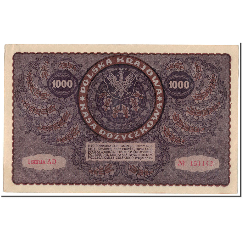 Banknote, Poland, 1000 Marek, 1919, 1919-08-23, KM:29, AU(55-58)