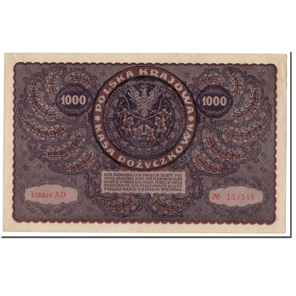 Banknote, Poland, 1000 Marek, 1919, 1919-08-23, KM:29, AU(55-58)