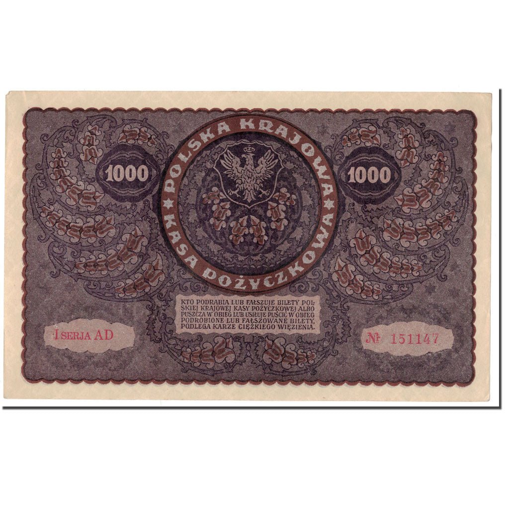 Banknote, Poland, 1000 Marek, 1919, 1919-08-23, KM:29, AU(55-58)