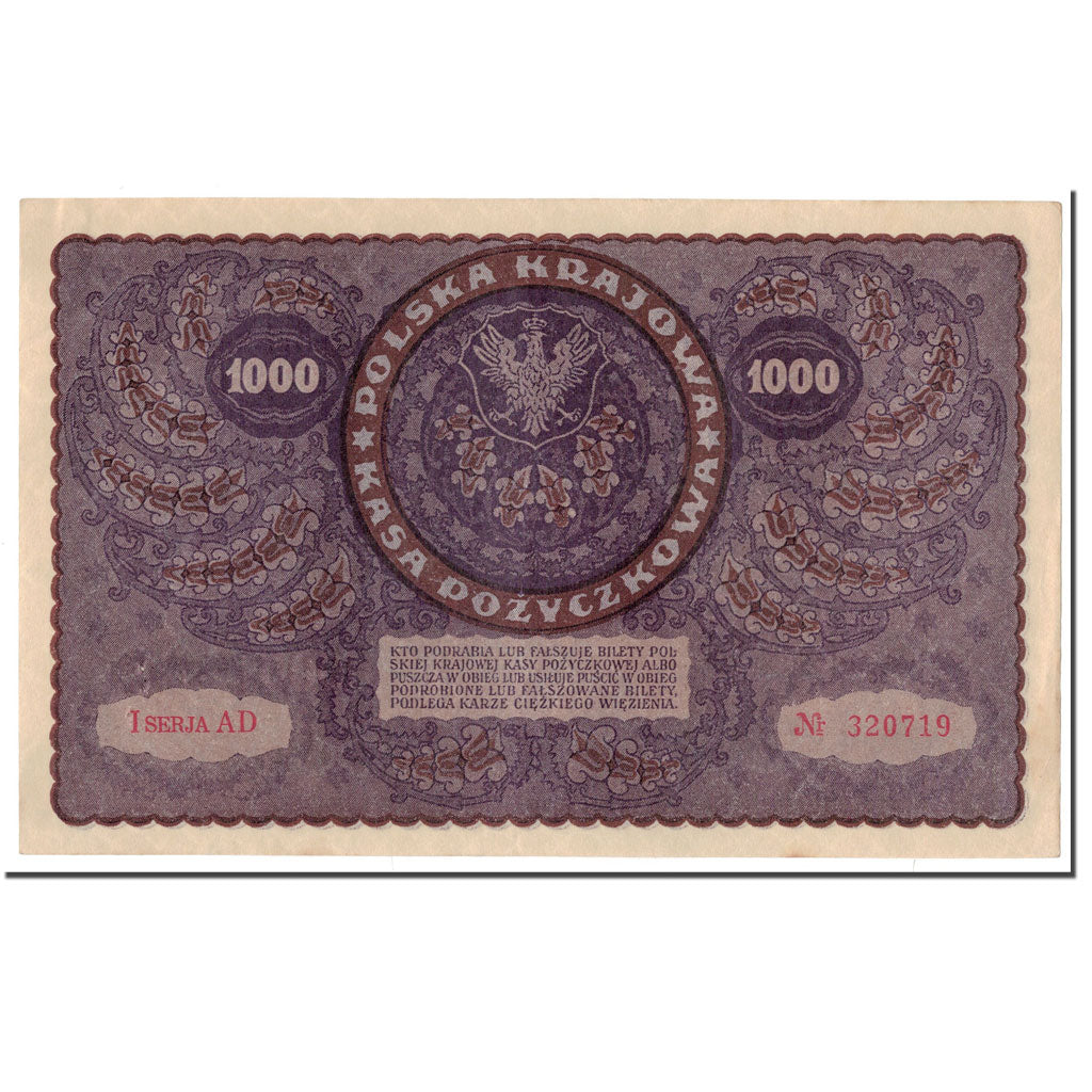 Geldschein, Polen, 1000 Marek, 1919, 1919-08-23, KM:29, SS+