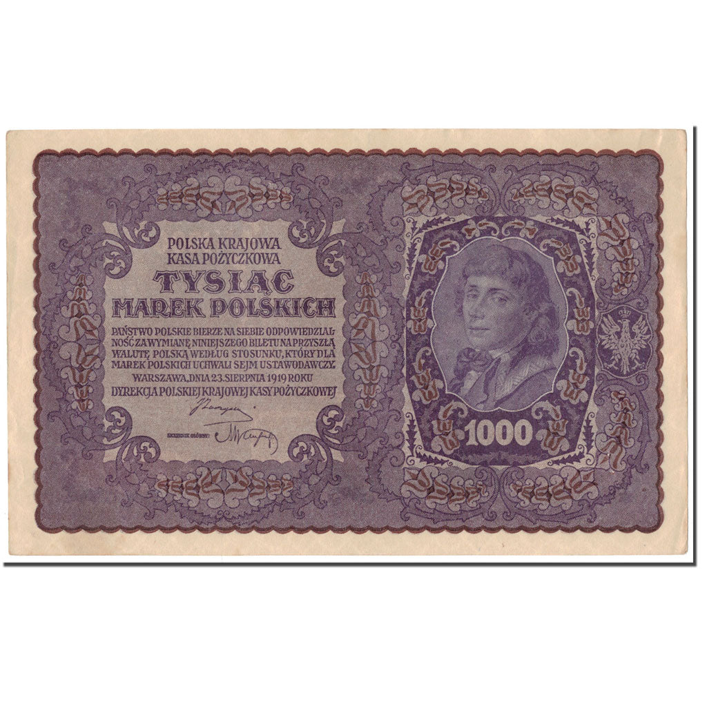 Banknote, Poland, 1000 Marek, 1919, 1919-08-23, KM:29, AU(50-53)