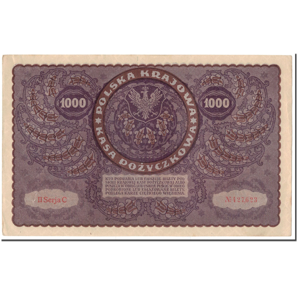 Banknote, Poland, 1000 Marek, 1919, 1919-08-23, KM:29, AU(50-53)