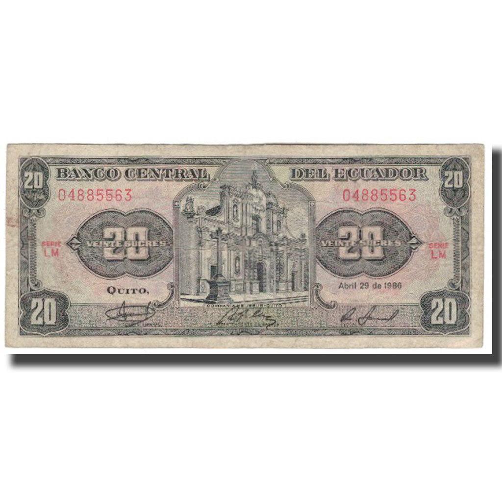 Banknot, Ekwador, 20 Sucres, 1986, 1986-04-29, KM:121Aa, VF(20-25)