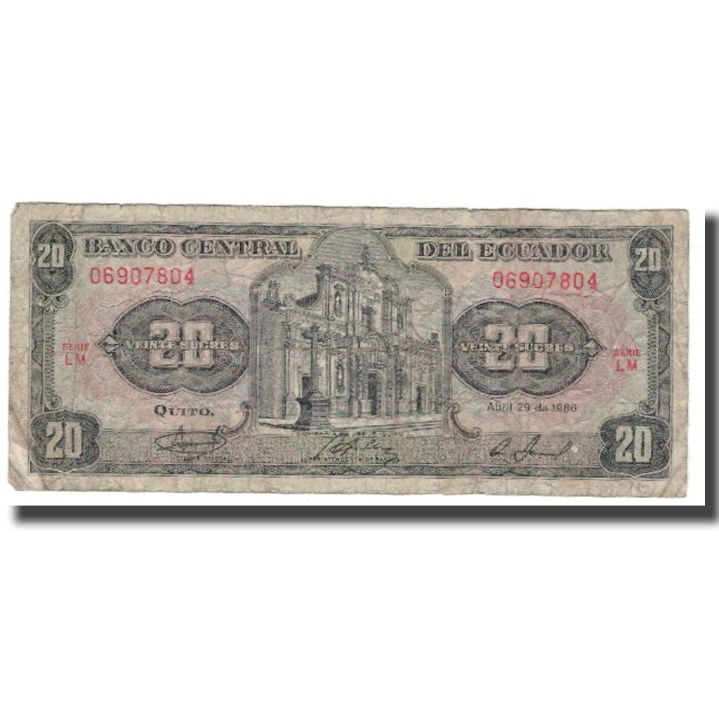 Banknote, Ecuador, 20 Sucres, 1986, 1986-04-29, KM:121Aa, VG(8-10)