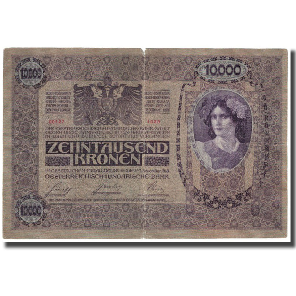 Banknote, Austria, 10,000 Kronen, 1918, 1918-11-02, KM:64, VF(20-25)