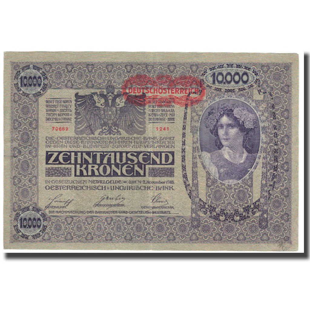 Banknote, Austria, 10,000 Kronen, 1918, 1918-11-02, KM:64, EF(40-45)