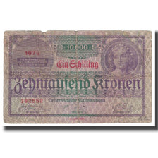 Banknote, Austria, 1 Schilling on 10,000 Kronen, 1924, 1924-01-02, KM:87