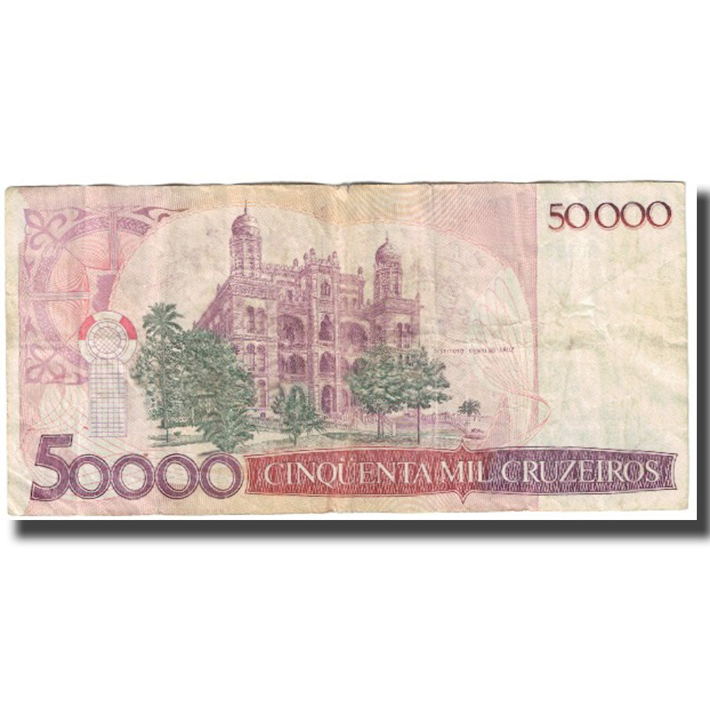 Banconote, Brasile, 50 Cruzados on 50,000 Cruzeiros, KM:207, MB