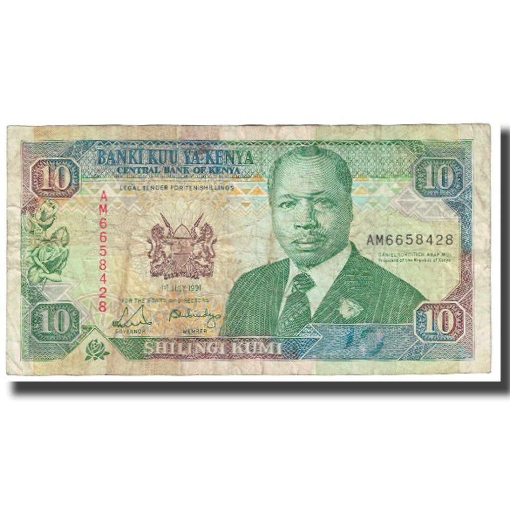 Billet, Kenya, 10 Shillings, 1991, 1991-07-01, KM:24c, B+