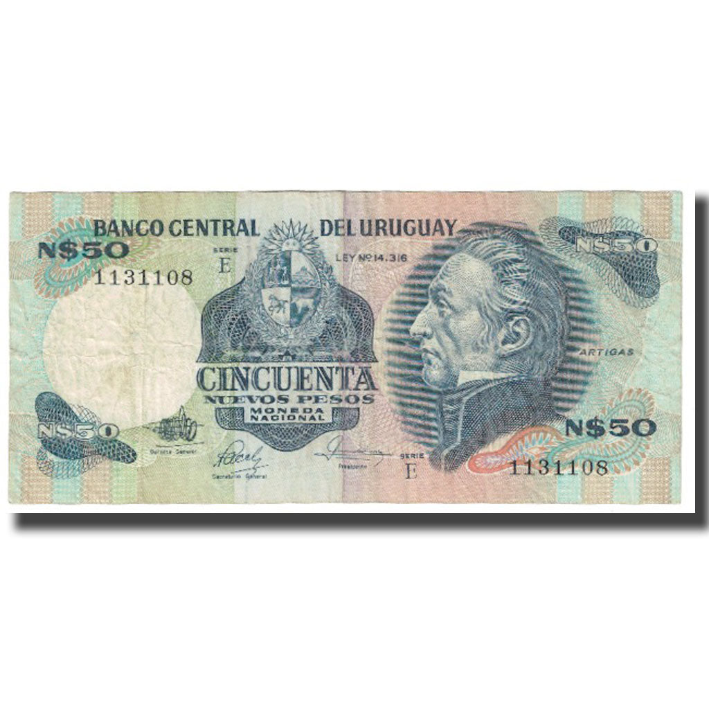 Billete, 50 Nuevos Pesos, Uruguay, KM:61d, RC+