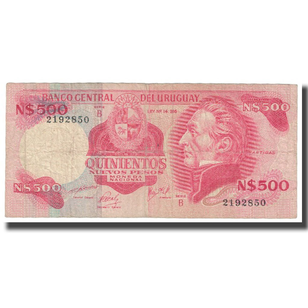 Banknote, Uruguay, 500 Nuevos Pesos, KM:63b, VG(8-10)