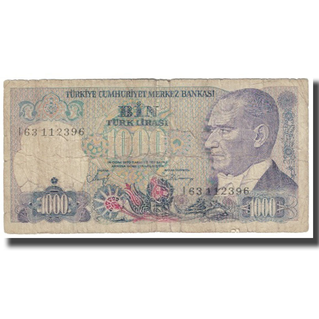Banknote, Turkey, 1000 Lira, KM:196, VG(8-10)