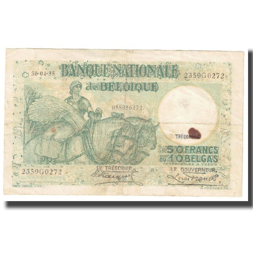 Banknote, Belgium, 50 Francs-10 Belgas, 1935, 1935-04-30, KM:106