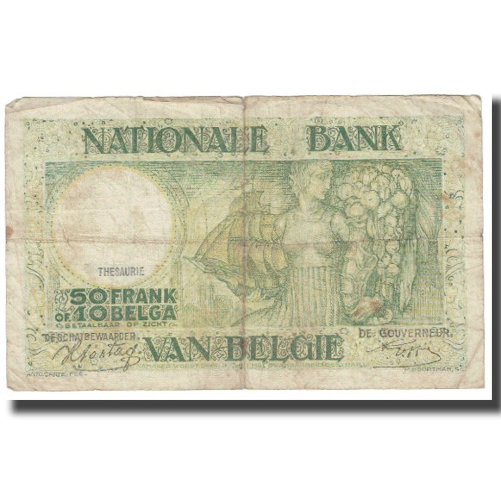 Banknote, Belgium, 50 Francs-10 Belgas, 1935, 1935-04-30, KM:106, AG(1-3)