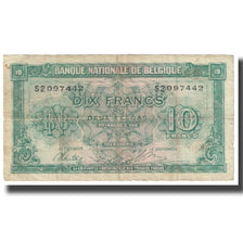Nota, Bélgica, 10 Francs-2 Belgas, 1943, 1943-02-01, KM:122, VF(20-25)