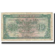 Nota, Bélgica, 10 Francs-2 Belgas, 1943, 1943-02-01, KM:122, VF(20-25)